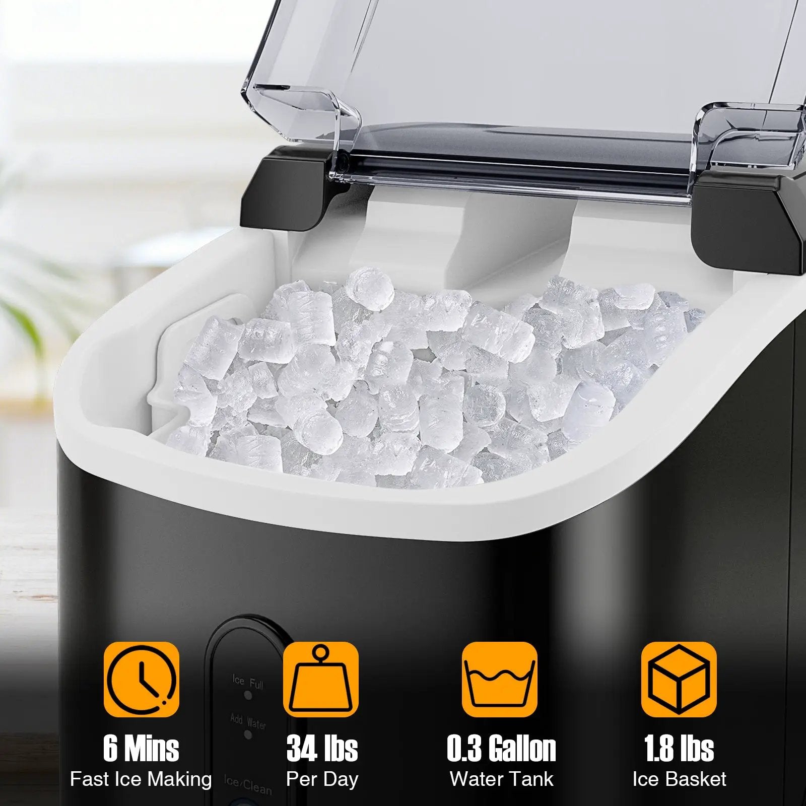 Nugget Countertop Ice Maker with Soft Chewable Pellet Ice-Black by DirectDeals