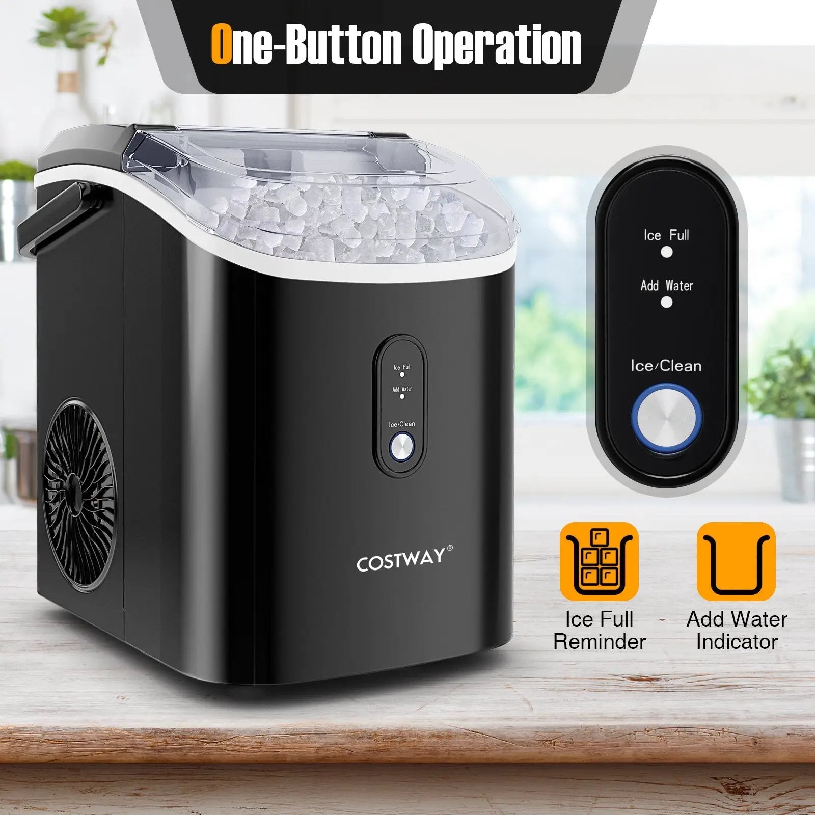 Nugget Countertop Ice Maker with Soft Chewable Pellet Ice-Black by DirectDeals