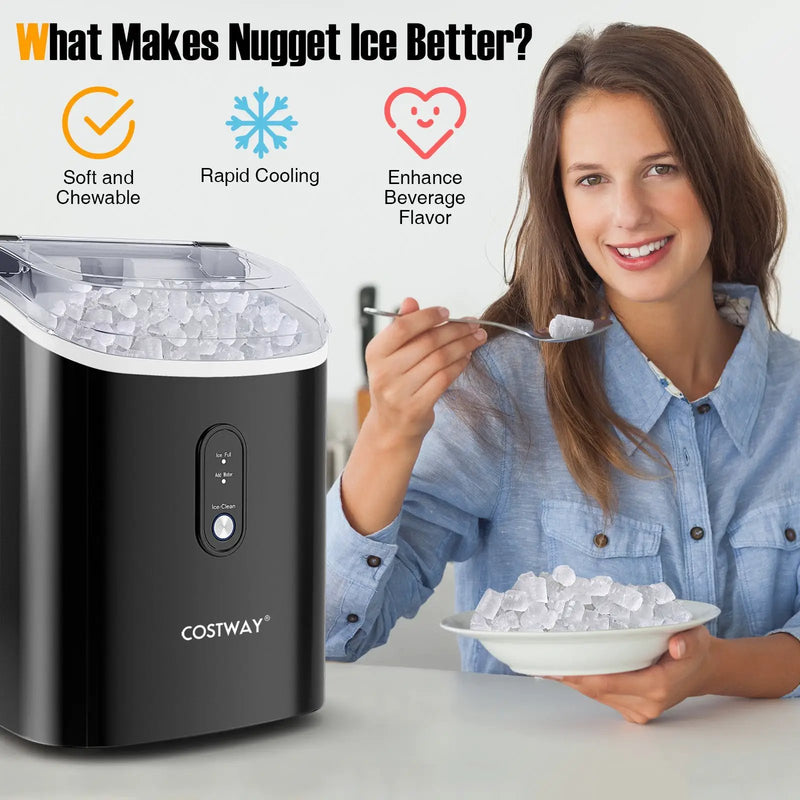 Nugget Countertop Ice Maker with Soft Chewable Pellet Ice-Black by DirectDeals