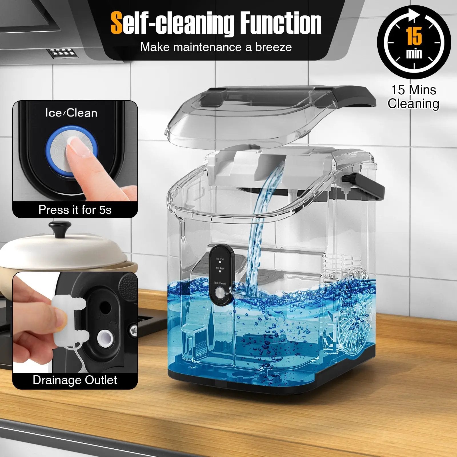Nugget Countertop Ice Maker with Soft Chewable Pellet Ice-Silver by DirectDeals