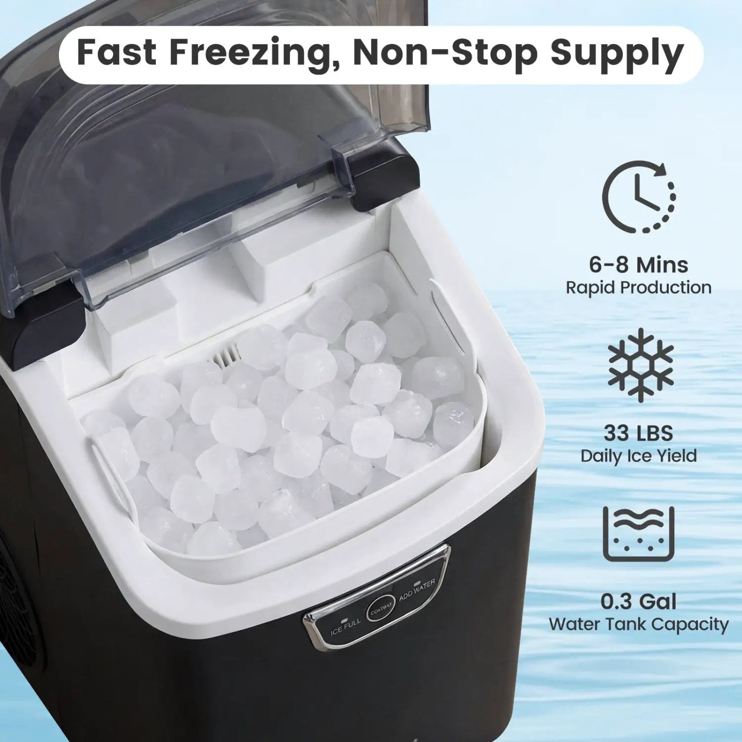 Nugget Ice Maker Countertop with Audible Ice Full Alarm by DirectDeals