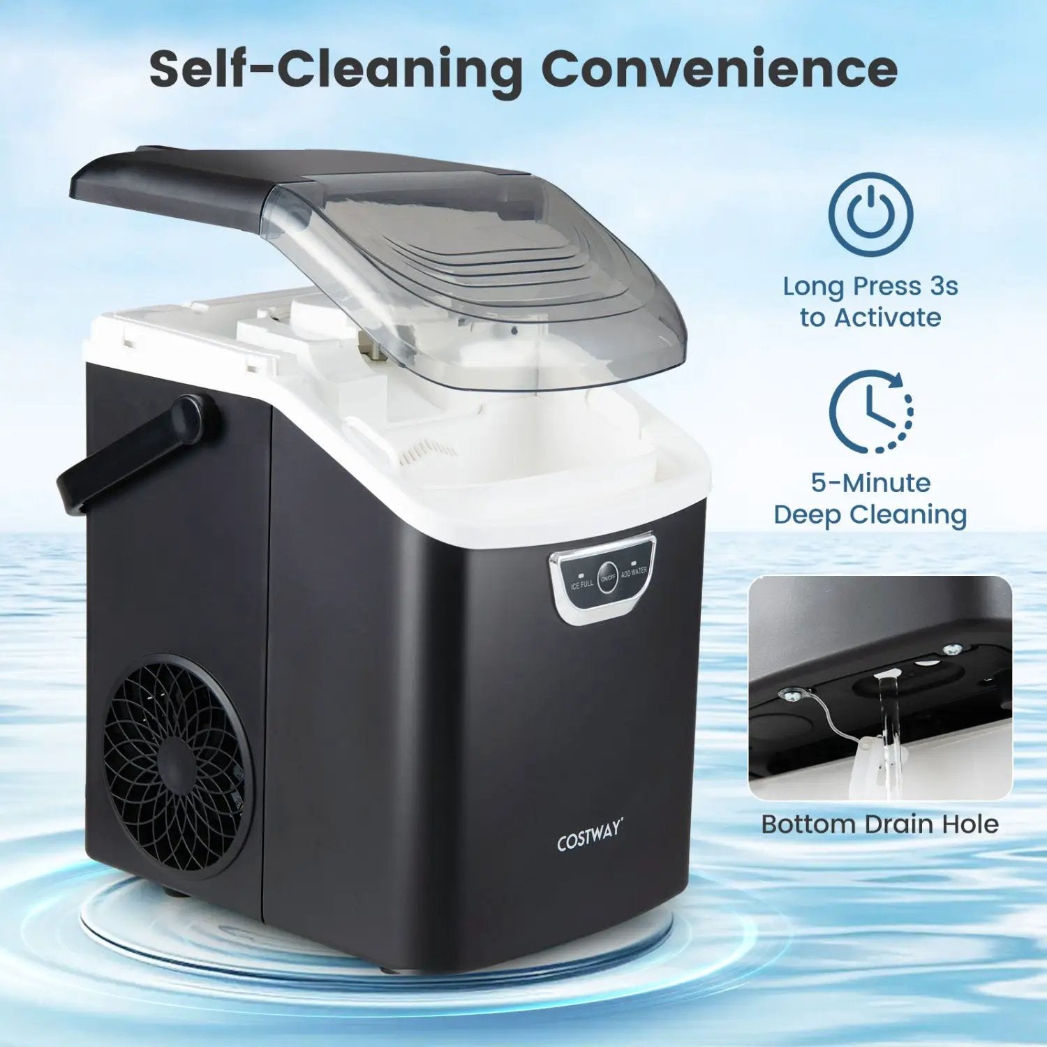 Nugget Ice Maker Countertop with Audible Ice Full Alarm by DirectDeals