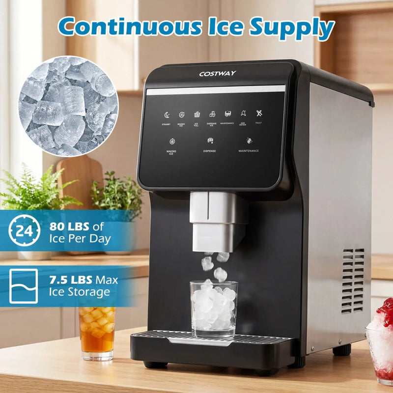 Nugget Ice Maker with Self Dispensing 80 LBS Per Day Chewable Pellet Ice Machine by DirectDeals