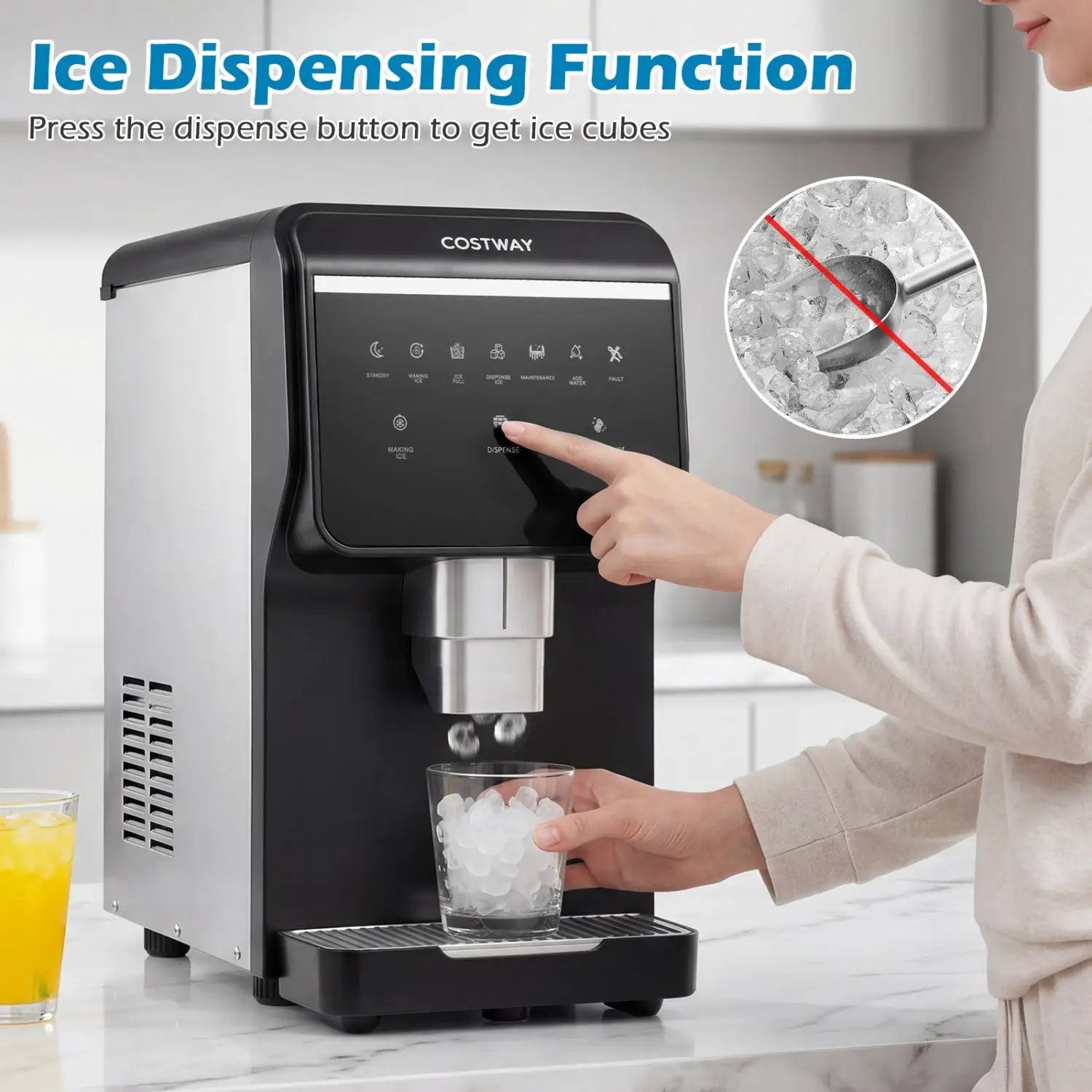 Nugget Ice Maker with Self Dispensing 80 LBS Per Day Chewable Pellet Ice Machine by DirectDeals