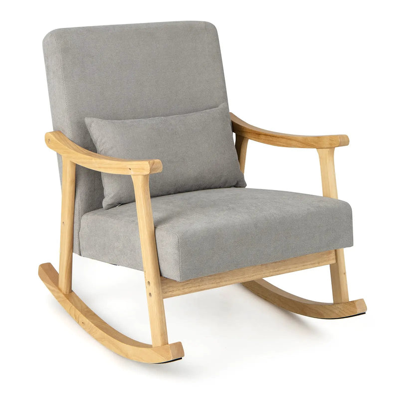 Nursery Rocking Accent Chair with Rubber Wood Armrests-Natural by DirectDeals