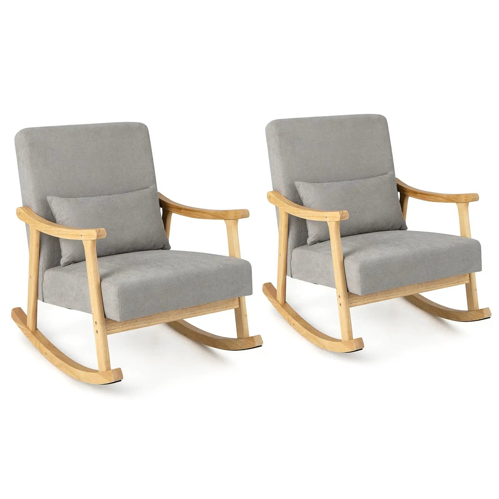 Nursery Rocking Accent Chair with Rubber Wood Armrests-Natural by DirectDeals