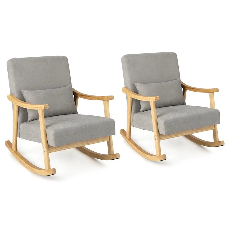 Nursery Rocking Accent Chair with Rubber Wood Armrests-Natural by DirectDeals