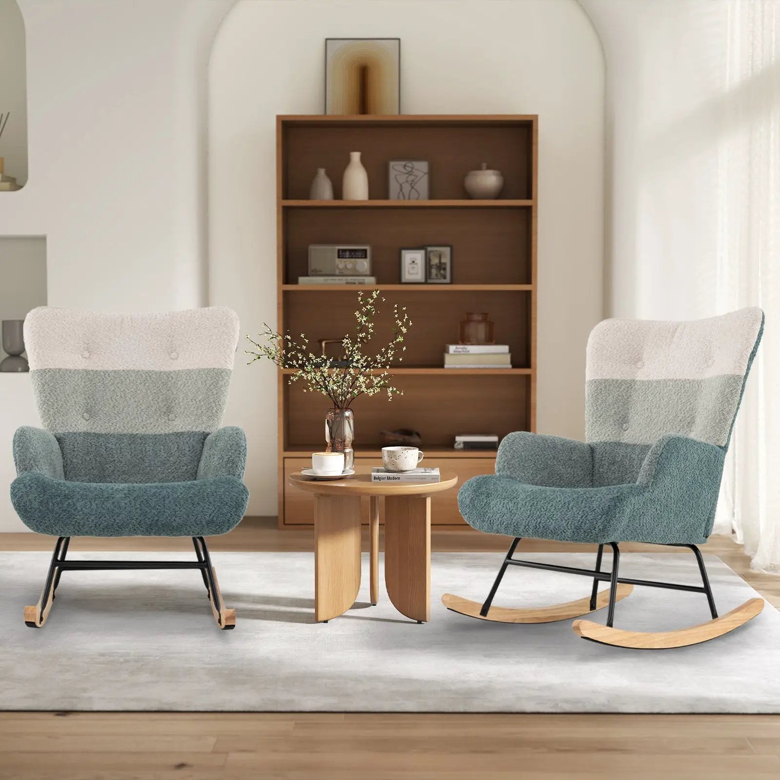 Nursery Rocking Chair with Ergonomic Armrests and High Backrest by DirectDeals