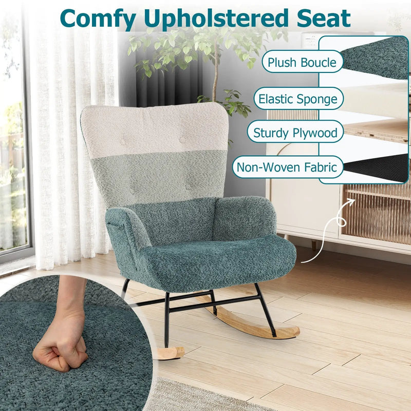 Nursery Rocking Chair with Ergonomic Armrests and High Backrest by DirectDeals