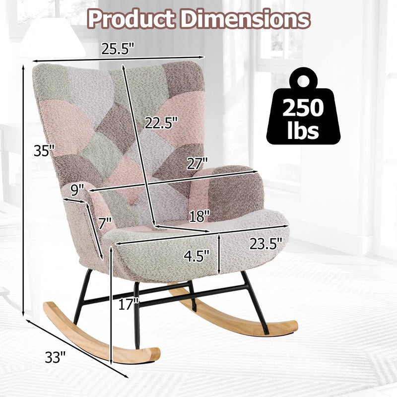 Nursery Rocking Chair with Ergonomic Armrests and High Backrest for Living Room by DirectDeals