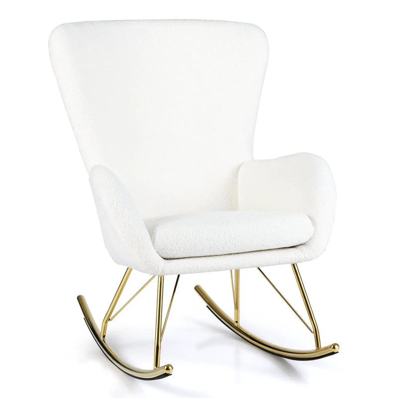 Nursery Rocking Chair with Curved Backrest and Armrests-White by DirectDeals