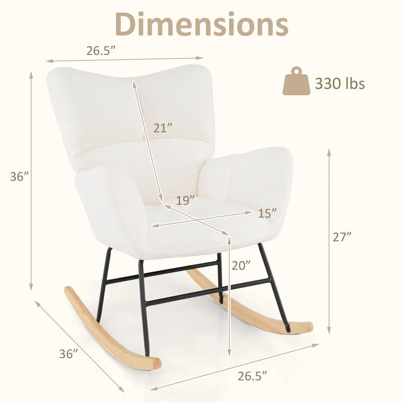 Nursery Rocking Chair with Comfy Backrest and Armrest-Beige by DirectDeals