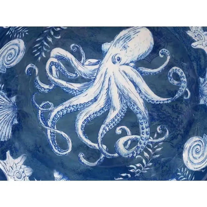 5-Piece Starfish Sea Shells Octopus Beach Dinner Bowl Set in Blue and White by HomePacific