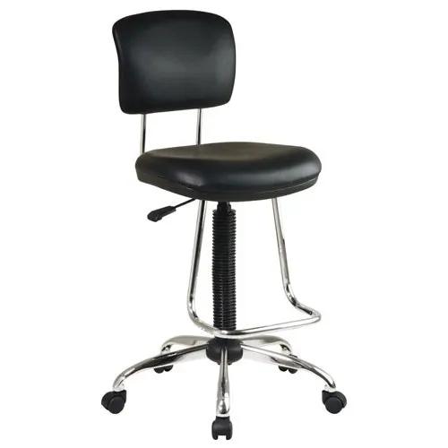 Chrome Finish Drafting Chair with Teardrop Chrome Footrest by HomePacific