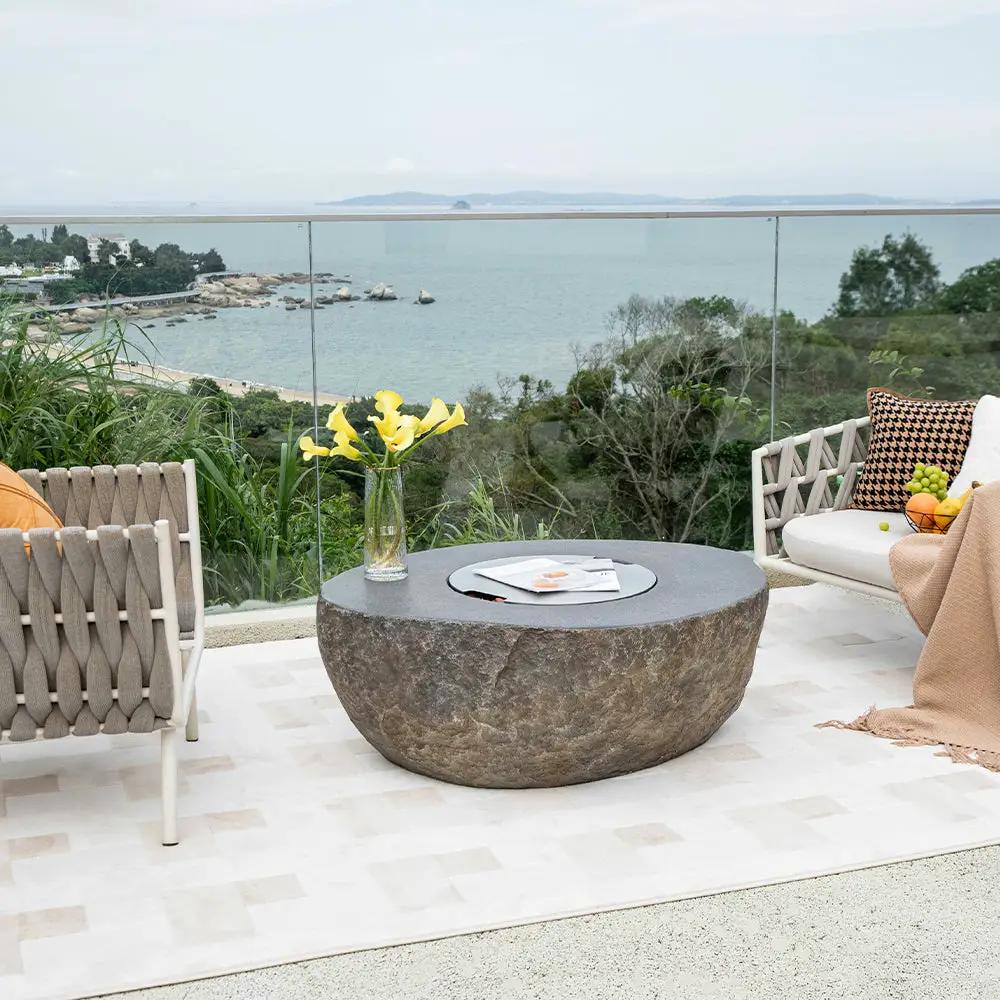 Outdoor Boulder Fire Pit Table - Select Fuel Type by EnvelorHome