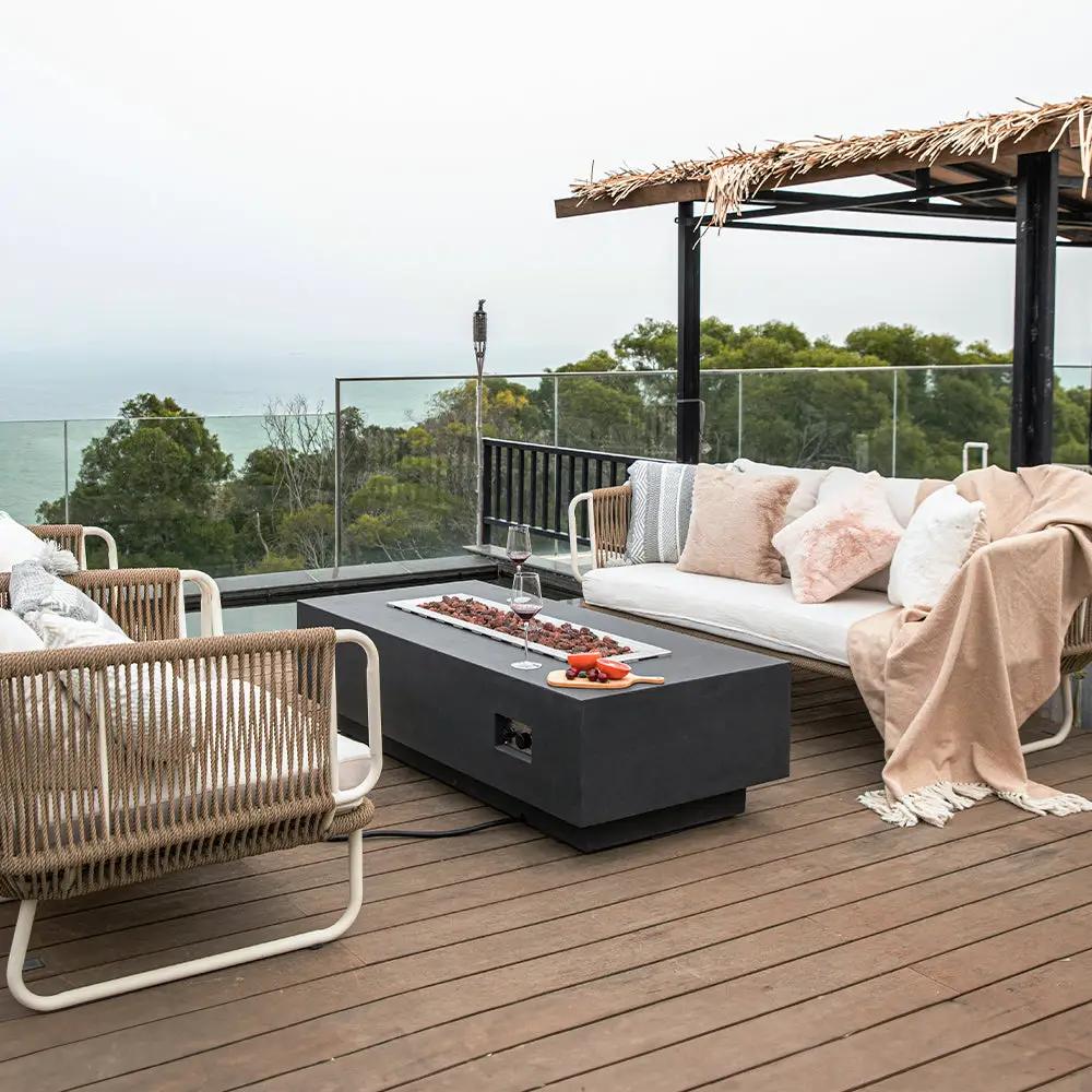 Granville Outdoor Dark Grey Fire Pit Table - Select Fuel Type by EnvelorHome