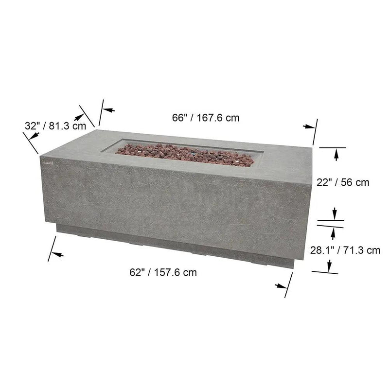 Elementi Andes Propane Fire Pit 66 x 32 Inches by EnvelorHome