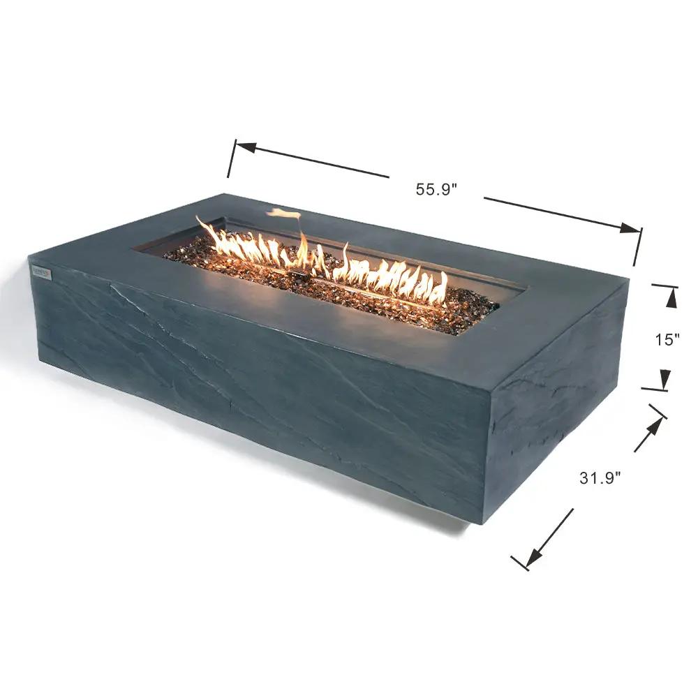 Capetown Outdoor Slate Black Fire Pit Table - Select Fuel Type by EnvelorHome