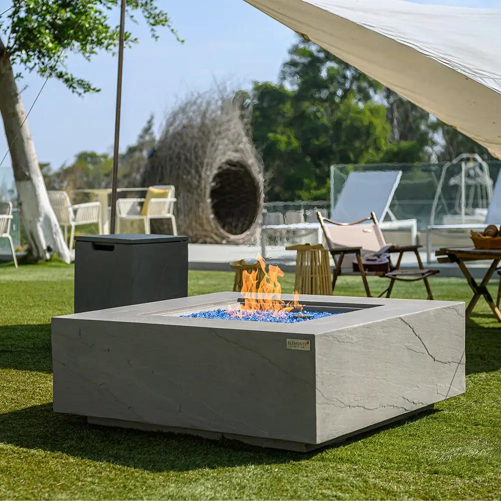 Capertee Outdoor Space Grey Fire Pit Table - Select Fuel Type by EnvelorHome