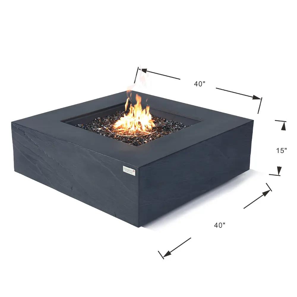 Roraima Outdoor Slate Black Fire Pit Table - Select Fuel Type by EnvelorHome
