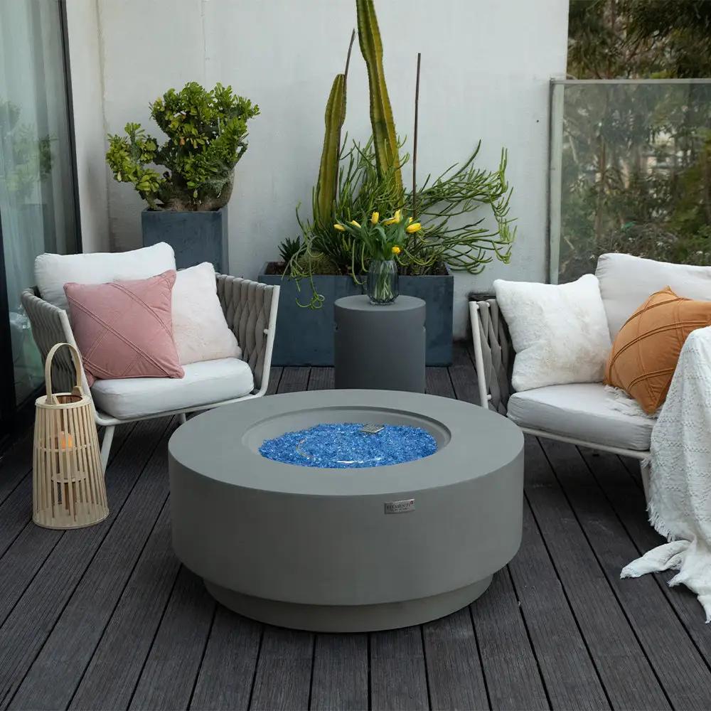 Colosseo Outdoor Light Grey Fire Pit Bowl - Select Fuel Type by EnvelorHome