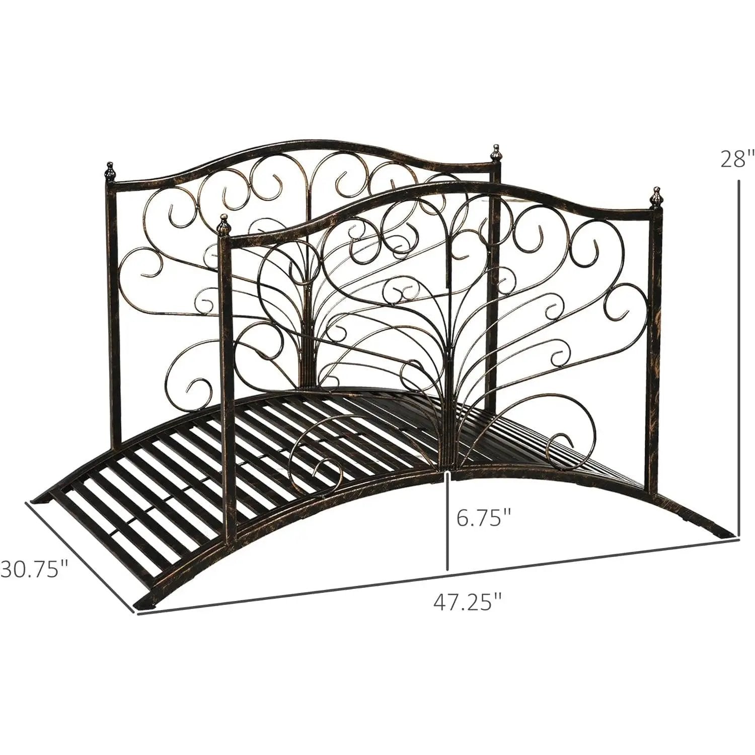 Outdoor 4-ft Heavy Duty Metal Garden Bridge in Black Bronze Finish by HomePacific