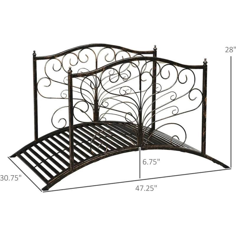 Outdoor 4-ft Heavy Duty Metal Garden Bridge in Black Bronze Finish by HomePacific