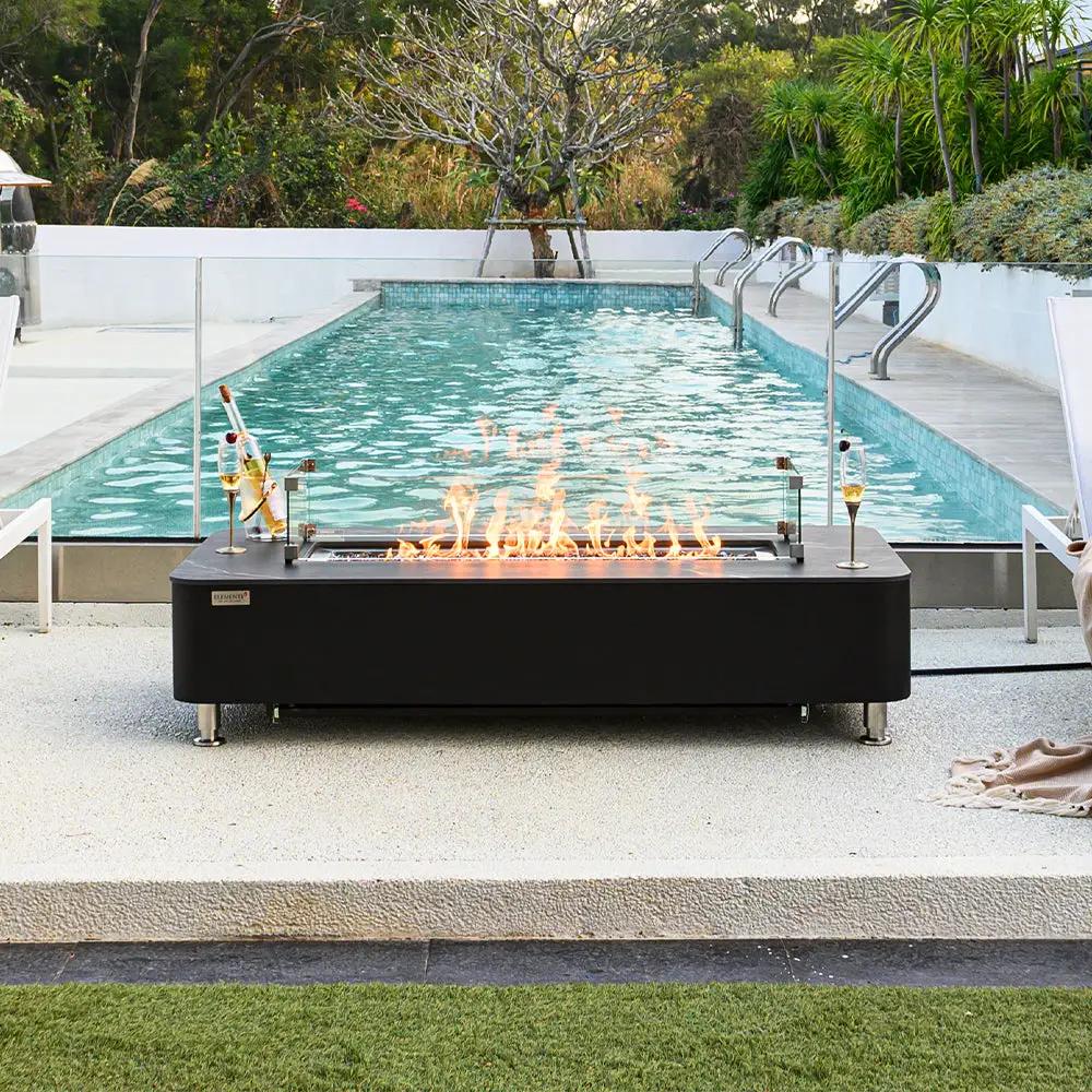 Valencia Outdoor Bulgaria Black Fire Pit Table - Select Fuel Type by EnvelorHome