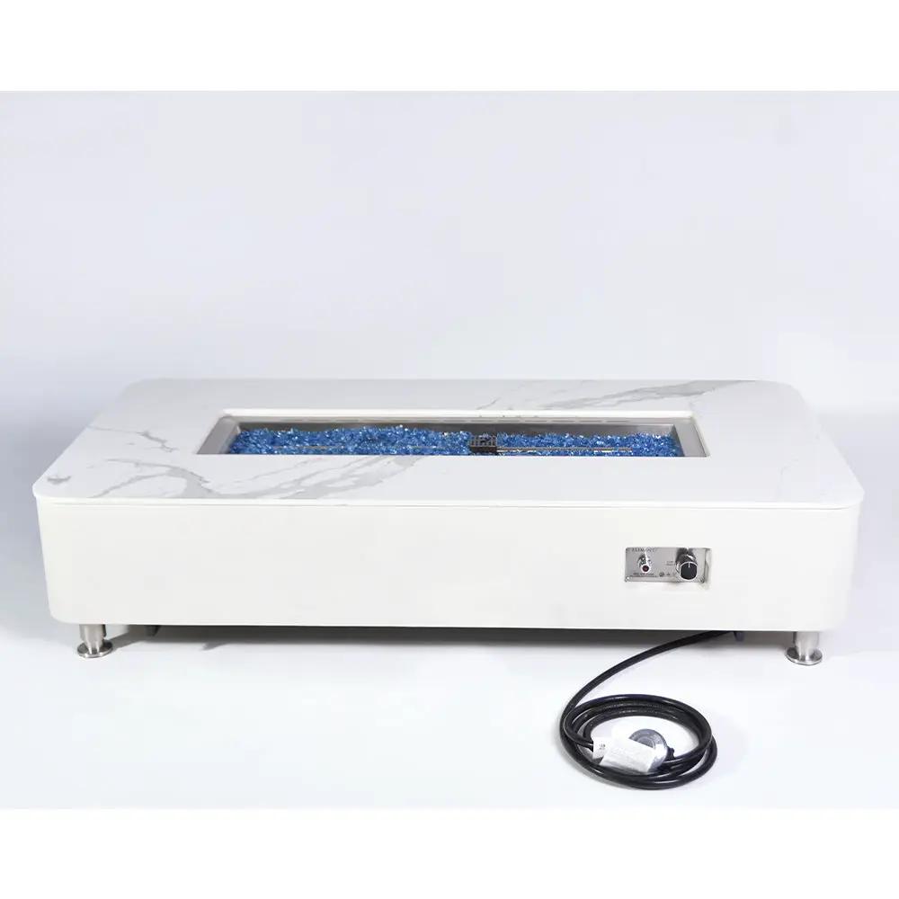 Athens Outdoor Bianco White Fire Pit Table - Select Fuel Type by EnvelorHome