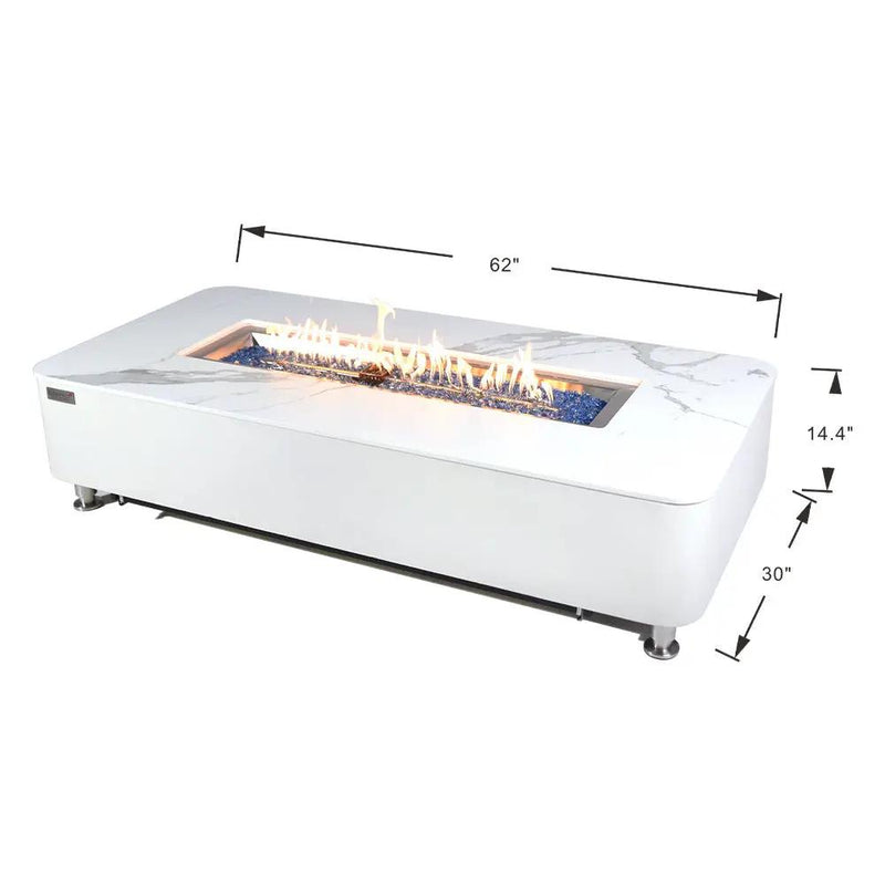 Athens Outdoor Bianco White Fire Pit Table - Select Fuel Type by EnvelorHome