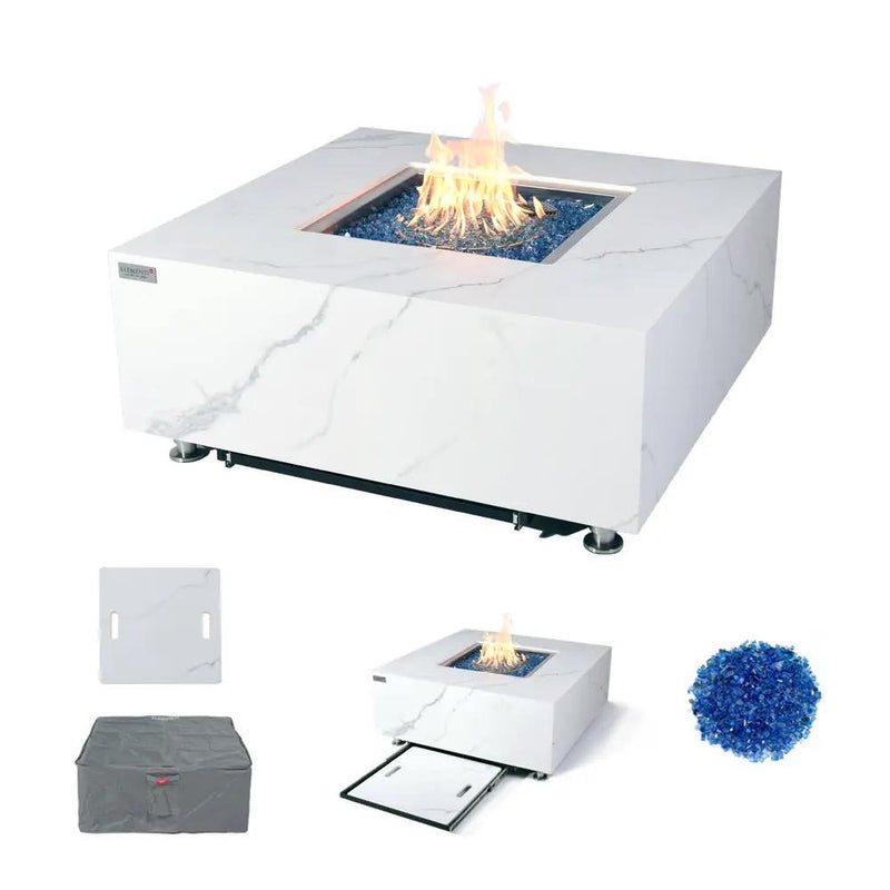 Bianco Outdoor Bianco White Fire Pit Table - Select Fuel Type by EnvelorHome
