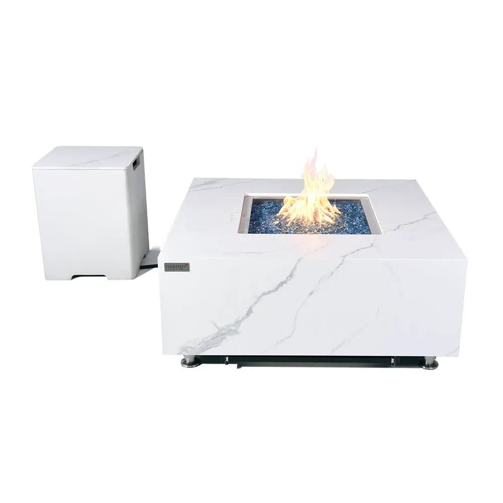 Bianco Outdoor Bianco White Fire Pit Table - Select Fuel Type by EnvelorHome