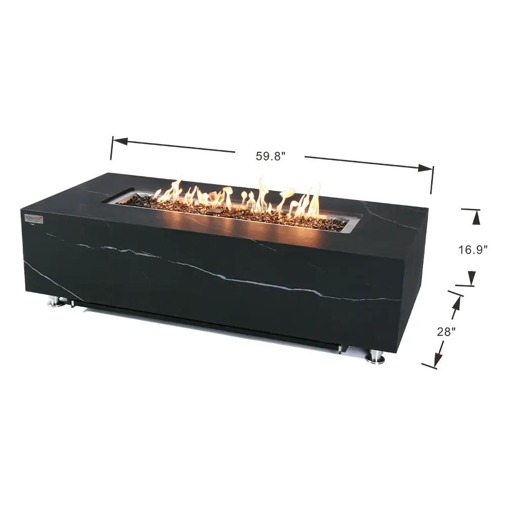 Varna Outdoor Bulgaria Black Fire Pit Table - Select Fuel Type by EnvelorHome