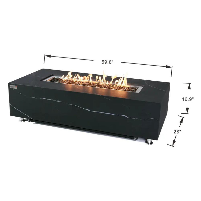 Varna Outdoor Bulgaria Black Fire Pit Table - Select Fuel Type by EnvelorHome