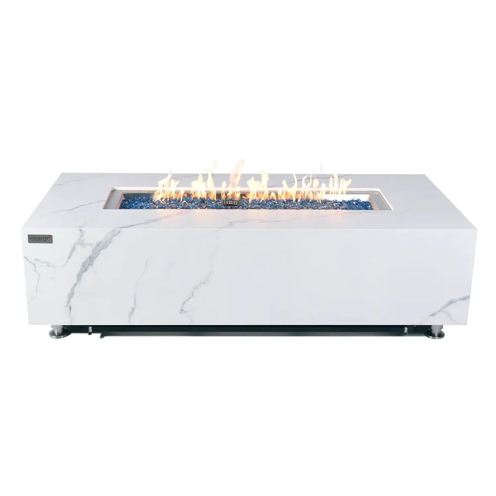 Carrara Outdoor Bianco White Fire Pit Table - Select Fuel Type by EnvelorHome