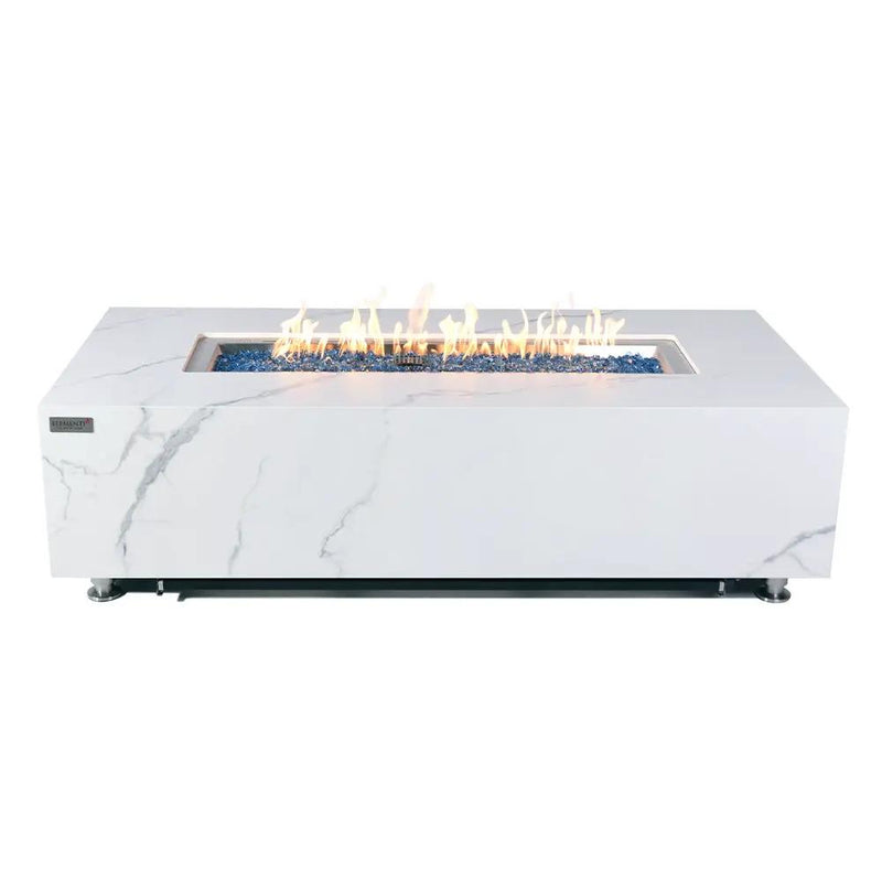 Carrara Outdoor Bianco White Fire Pit Table - Select Fuel Type by EnvelorHome
