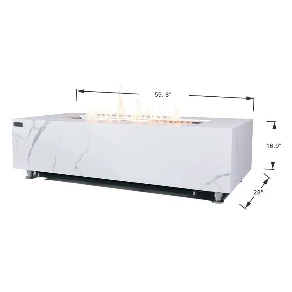 Carrara Outdoor Bianco White Fire Pit Table - Select Fuel Type by EnvelorHome