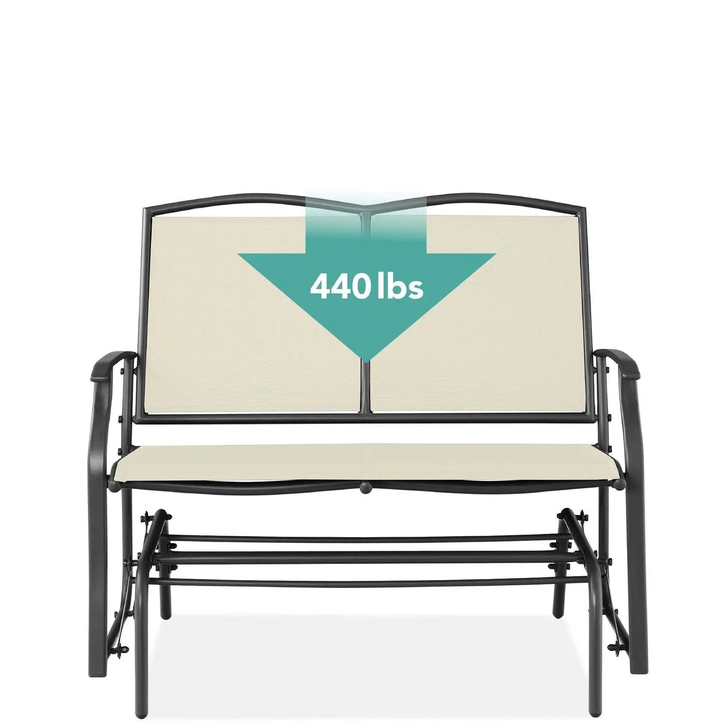 2 Seat Mesh Patio Loveseat Swing Glider Rocker with Armrests in Off White by HomePacific