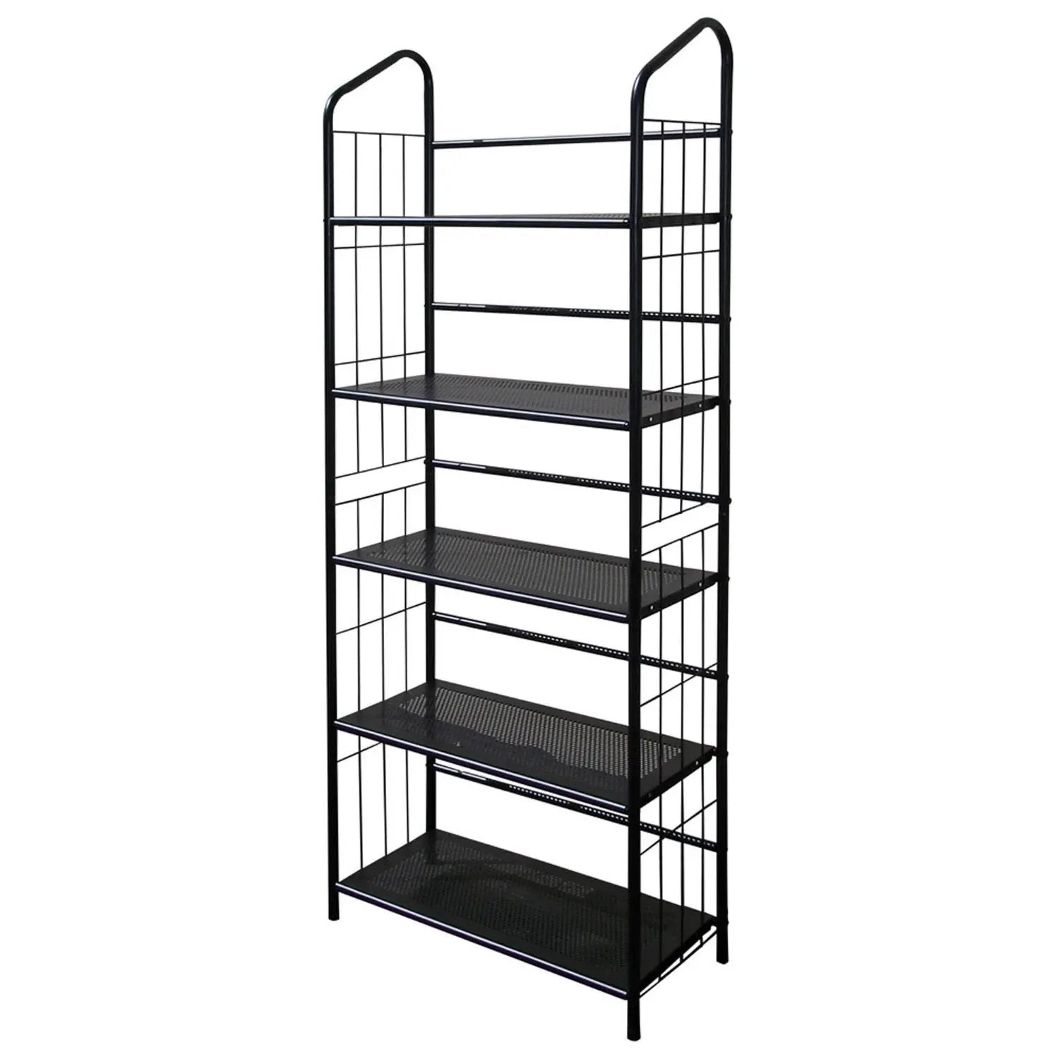 5-Tier Bookcase Storage Shelves Rack in Black Metal by HomePacific