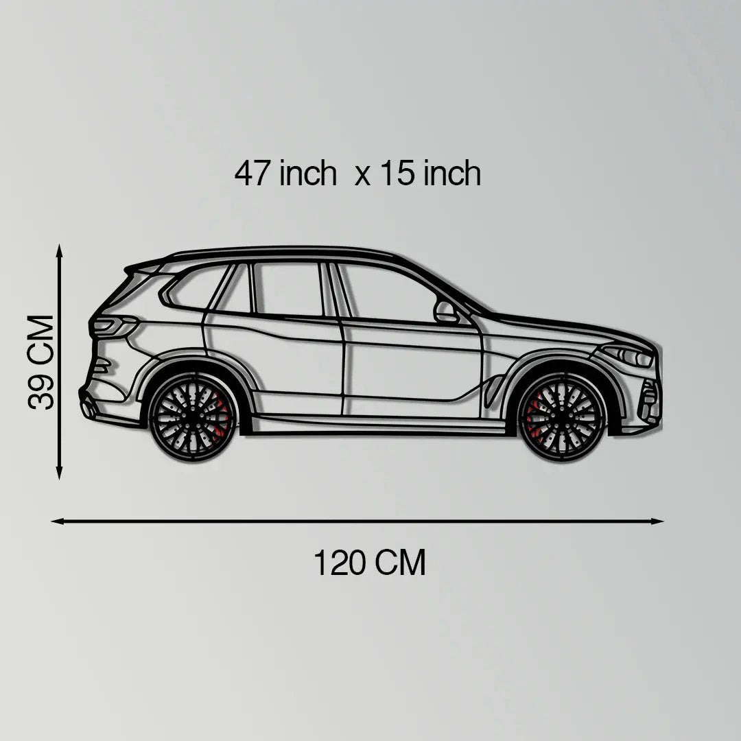 BMW X5 Metal Car Wall Art with Rotating Wheels - Modern SAV Silhouette Decor - Interactive Automotive Wall Art - KAFMEKA111 by Enova Art