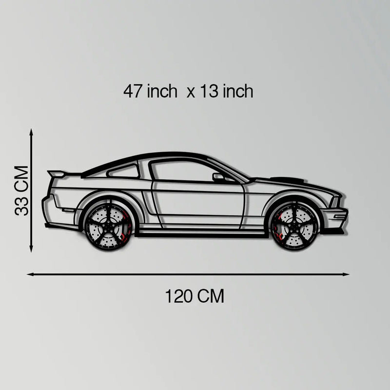 Ford Mustang GTR (2008) Metal Car Wall Art with Rotating Wheels - Modern Muscle Silhouette Decor - Interactive Automotive Wall Art - KAFMEKA139 by Enova Art