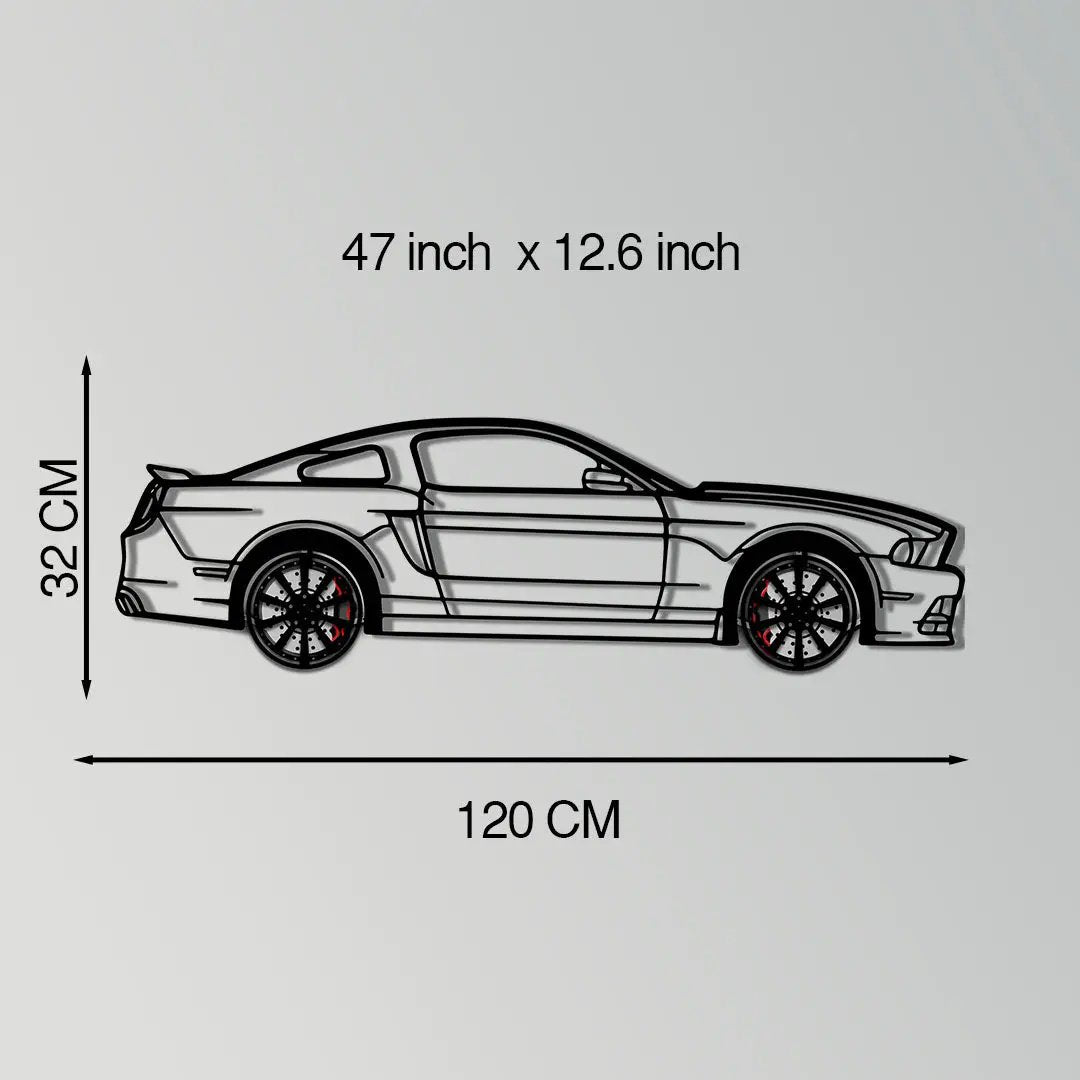 2013 Ford Mustang GT Metal Car Wall Art with Rotating Wheels - S197 Modern Muscle Silhouette - Interactive Automotive Wall Decor- KAFMEKA141 by Enova Art
