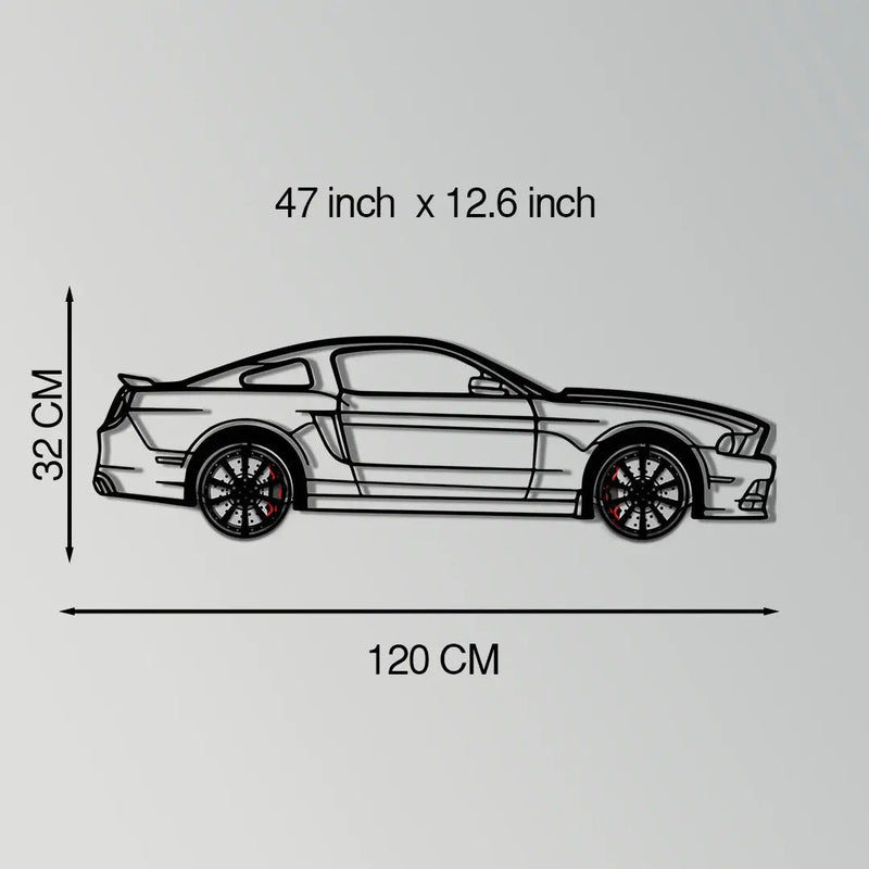 2013 Ford Mustang GT Metal Car Wall Art with Rotating Wheels - S197 Modern Muscle Silhouette - Interactive Automotive Wall Decor- KAFMEKA141 by Enova Art