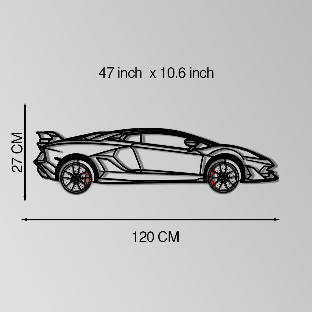 Lamborghini Aventador Metal Car Wall Art with Rotating Wheels - Italian V12 Hypercar Silhouette - Interactive Automotive Wall Decor - KAFMEKA145 by Enova Art