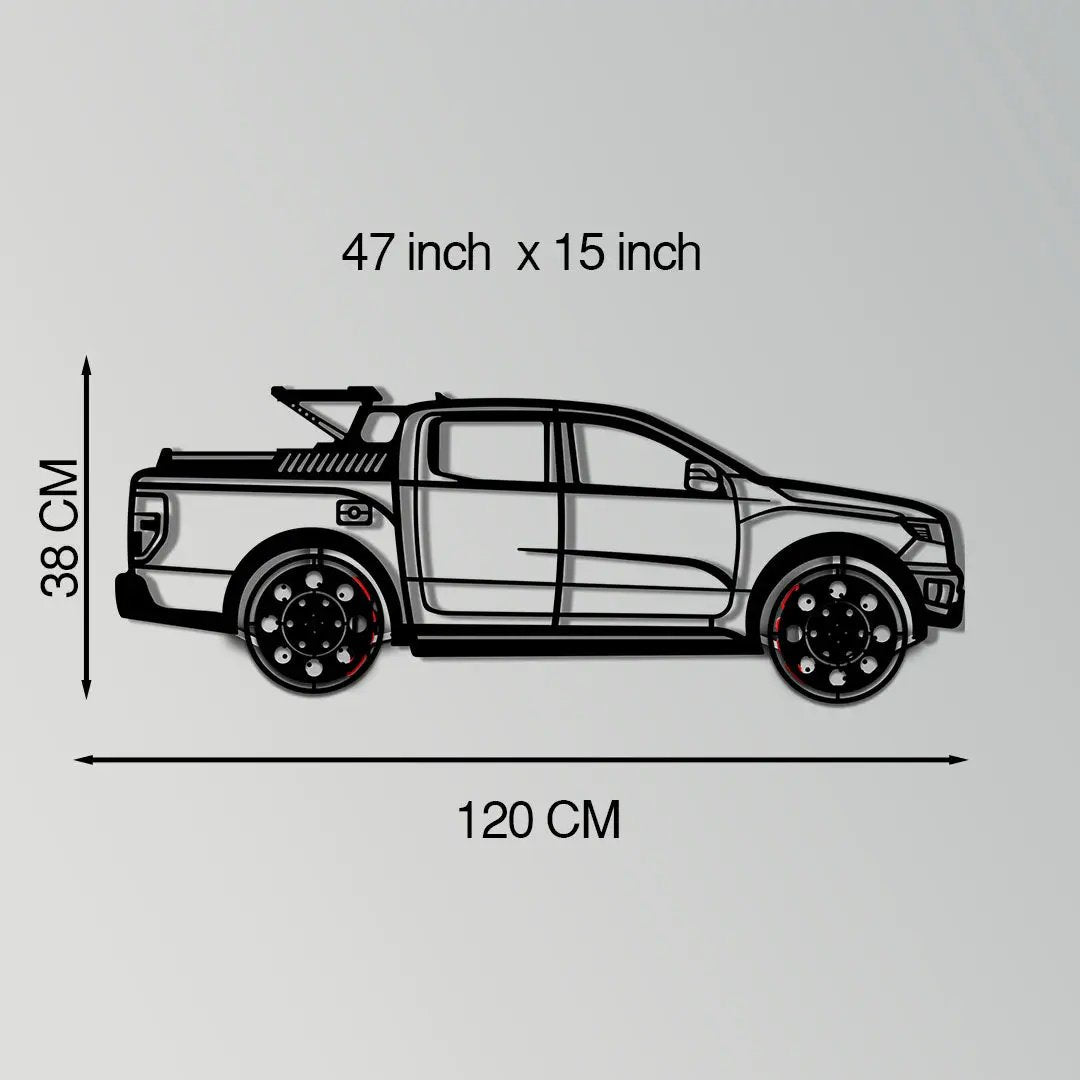 Ford F-150 Metal Truck Wall Art with Rotating Wheels - Iconic American Pickup Silhouette - Interactive Automotive Wall Decor - KAFMEKA138 by Enova Art