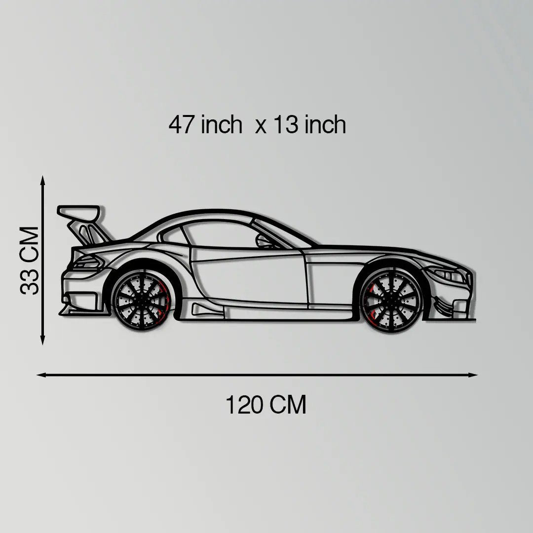 BMW Z4 E89 Metal Car Wall Art with Rotating Wheels - Modern Roadster Silhouette Decor - Interactive Automotive Wall Art - KAFMEKA113 by Enova Art