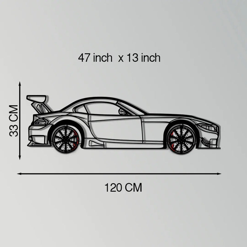 BMW Z4 E89 Metal Car Wall Art with Rotating Wheels - Modern Roadster Silhouette Decor - Interactive Automotive Wall Art - KAFMEKA113 by Enova Art