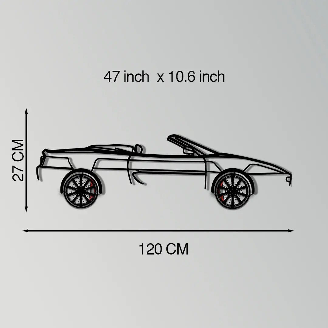 Ferrari F355 Spider Metal Car Wall Art with Rotating Wheels - Classic Italian Convertible Silhouette - Interactive Automotive Decor - KAFMEKA131 by Enova Art