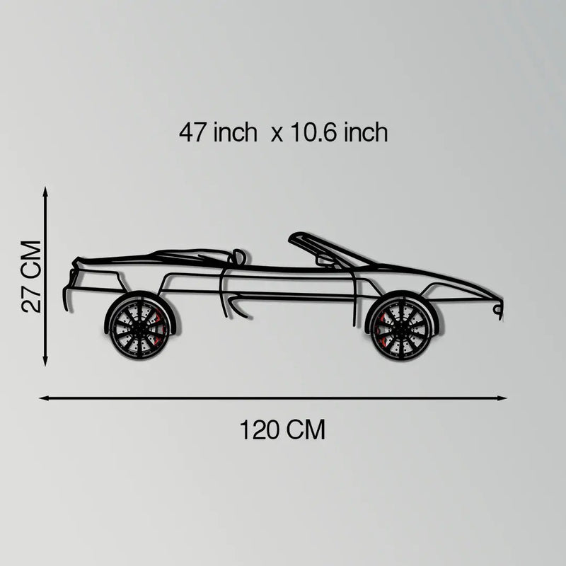 Ferrari F355 Spider Metal Car Wall Art with Rotating Wheels - Classic Italian Convertible Silhouette - Interactive Automotive Decor - KAFMEKA131 by Enova Art