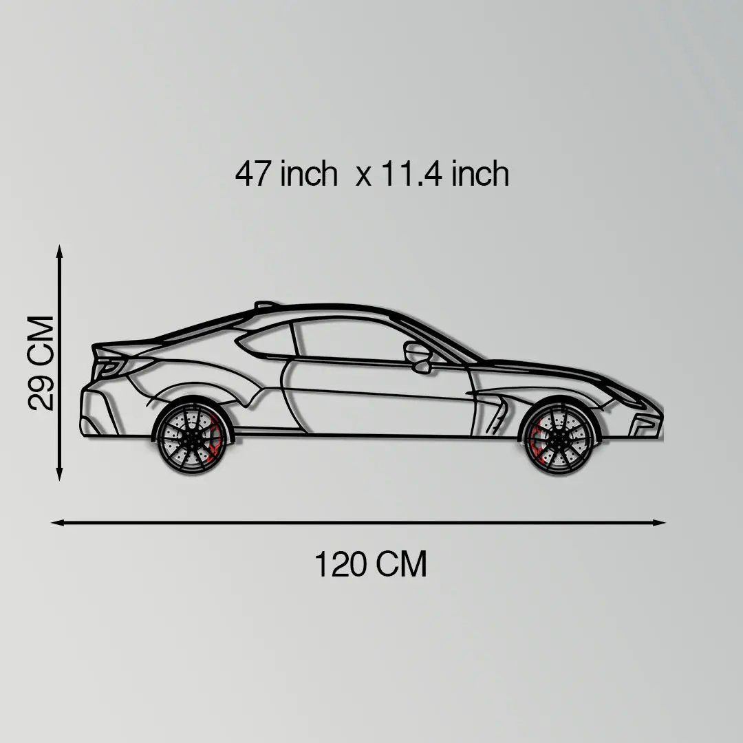 Toyota GR86 Metal Car Wall Art with Rotating Wheels - Modern JDM Sports Coupe Silhouette - Interactive Automotive Wall Decor - KAFMEKA157 by Enova Art